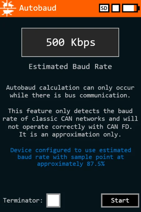 Autobaud Screen